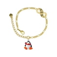 thumbnail image 1 of Delight Jewelry Resin Penguin with Red Scarf Gold-tone Paw Infinity Link Chain Bracelet, 6"+2" Extender, 1 of 3