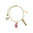 thumbnail image 1 of Delight Jewelry Resin Pink Birthday Kitty Cat Goldtone Dream Big Charm Bracelet, 7.5+2" Extender, 1 of 4