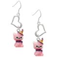 thumbnail image 1 of Delight Jewelry Resin Pink Birthday Kitty Cat Open Heart French Earrings, 1 of 4