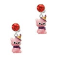 thumbnail image 1 of Delight Jewelry Resin Pink Birthday Kitty Cat Red Crystal Clip on Earrings, 1 of 5