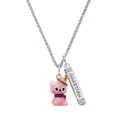 thumbnail image 1 of Delight Jewelry Resin Pink Birthday Kitty Cat Silvertone Guardian Angel Bar Charm Necklace, 23", 1 of 4