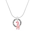 thumbnail image 1 of Delight Jewelry Resin Pink Geronimo the Giraffe Silver-tone You Mean the World to Me Ring Necklace, 18", 1 of 4