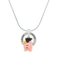 thumbnail image 1 of Delight Jewelry Resin Pink Pig Graduate Laugh Ring Charm Necklace, 18", 1 of 4