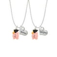 thumbnail image 1 of Delight Jewelry Resin Pink Pig Graduate Mother & Daughter Heart Necklaces (Set of 2), 19"+2", 1 of 4