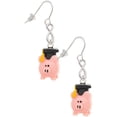 thumbnail image 1 of Delight Jewelry Resin Pink Pig Graduate Silver tone Infinity French Earrings, 1 of 4