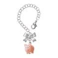 thumbnail image 1 of Delight Jewelry Resin Pink Pig - Silvertone Bow Charm Accessory for Tumblers and Thermal Cups, 1 of 4