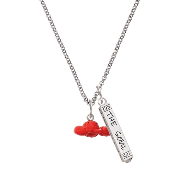Delight Jewelry Resin Puffy Red Lobster Silvertone Hope Anchors the Soul Bar Charm Necklace, 23"