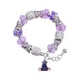 thumbnail image 1 of Delight Jewelry Resin Purple Hippopotamus Honey Purple Butterfly Bead Charm Bracelet, 7"+1" Extender, 1 of 5