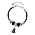 thumbnail image 1 of Delight Jewelry Resin Purple Hippopotamus Honey Wife Celtic Knot Leather Bead Bracelet, 7"+2" Extender, 1 of 4