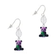 thumbnail image 1 of Delight Jewelry Resin Purple Panda Bear Silvertone Leaf French Earrings, 1 of 5