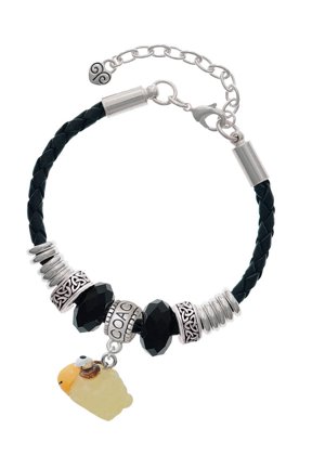 Resin Ram Coach Celtic Knot Leather Bead Bracelet, 7"+2" Extender