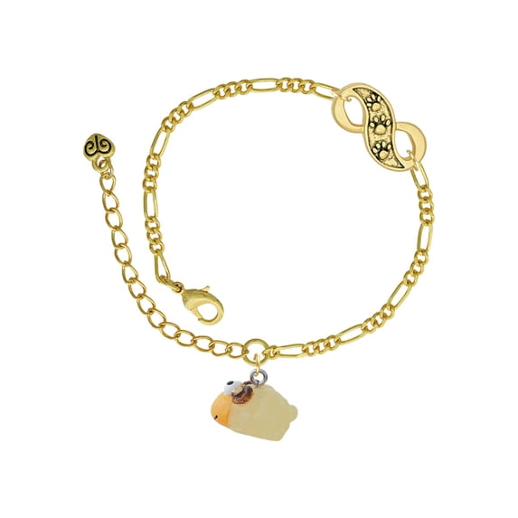 Delight Jewelry Resin Ram Gold-tone Paw Infinity Link Chain Bracelet, 6"+2" Extender