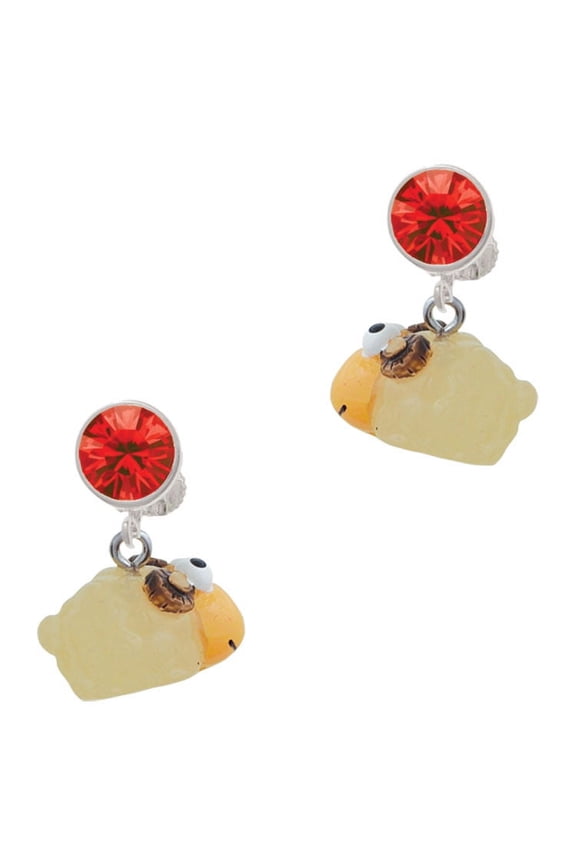 Resin Ram Red Crystal Clip on Earrings