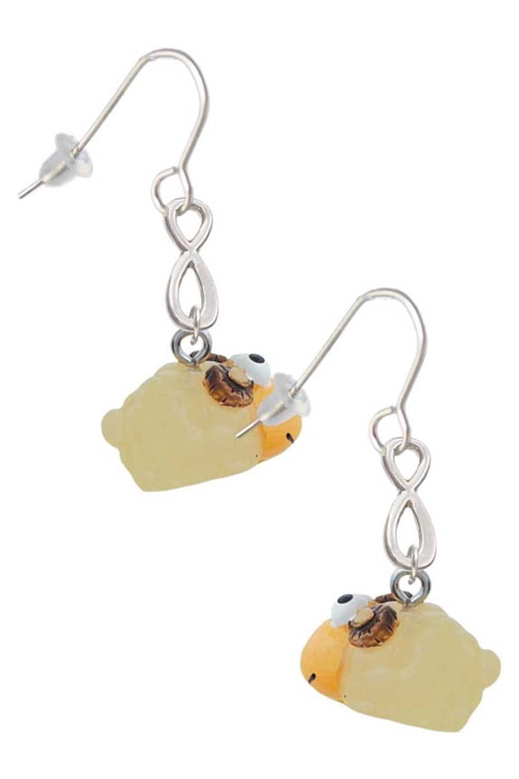 Resin Ram Silver tone Infinity French Earrings