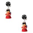 thumbnail image 1 of Delight Jewelry Resin Red Angel Holding Star Black Crystal Clip on Earrings, 1 of 5