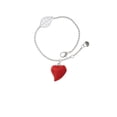 thumbnail image 1 of Delight Jewelry Resin Red Puffy Heart - Silvertone Leaf Delicate Bracelet, 6.25+1.75", 1 of 4