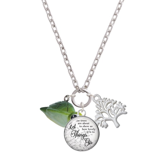 Delight Jewelry Resin Sea Turtle Let Things Go Fall Zoey Charm Necklace, 28"
