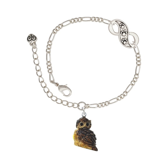 Delight Jewelry Resin Sitting Owl Silver-tone Paw Infinity Link Chain Bracelet, 6"+2" Extender