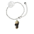 thumbnail image 1 of Delight Jewelry Resin Skull Silver-tone Flower Link Chain Bracelet, 6.75"+2" Extender, 1 of 4