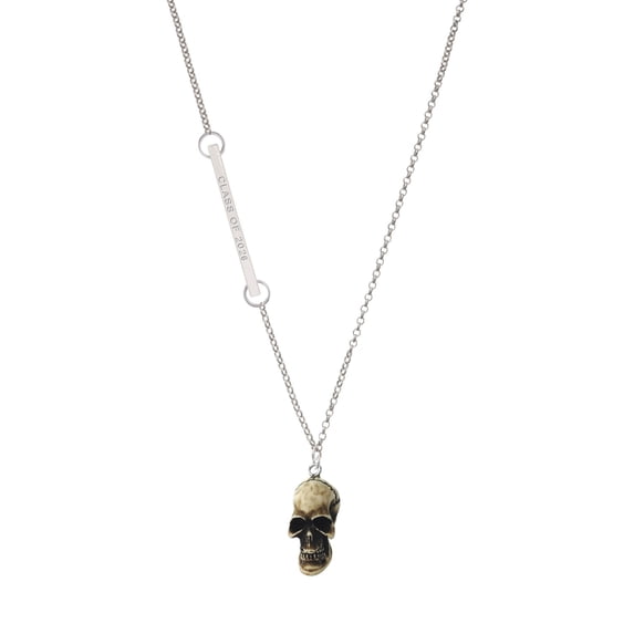 Delight Jewelry Resin Skull - Silvertone Class of 2026 Delicate Bar Necklace, 18.75"