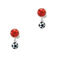 thumbnail image 1 of Delight Jewelry Resin Soccer ball Red Crystal Clip on Earrings, 1 of 5