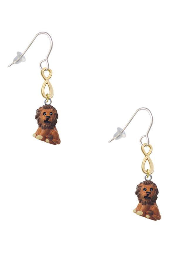 Resin Tan Lion Gold Tone Infinity French Earrings