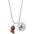 thumbnail image 1 of Delight Jewelry Resin Tan Lion Silvertone Script Initial Disc - A - Charm Necklace, 20"+3", 1 of 4