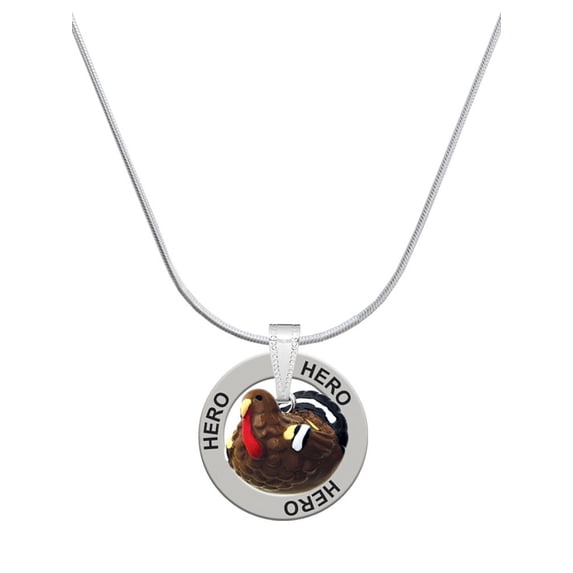 Delight Jewelry Resin Turkey Hero Ring Charm Necklace, 18"