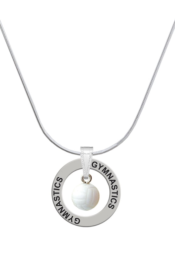 Resin Volleyball Gymnastics Ring Charm Necklace, 18"