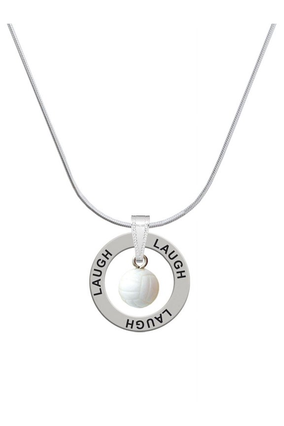 Resin Volleyball Laugh Ring Charm Necklace, 18"