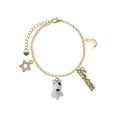 thumbnail image 1 of Delight Jewelry Resin White Bull Terrier Dog Goldtone Dream Big Charm Bracelet, 7.5+2" Extender, 1 of 4