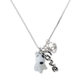 thumbnail image 1 of Delight Jewelry Resin White Bull Terrier Dog - Love and Lock Charm Necklace, 18"+1", 1 of 4