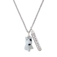 thumbnail image 1 of Delight Jewelry Resin White Bull Terrier Dog Silvertone Fearless Bar Charm Necklace, 23", 1 of 4