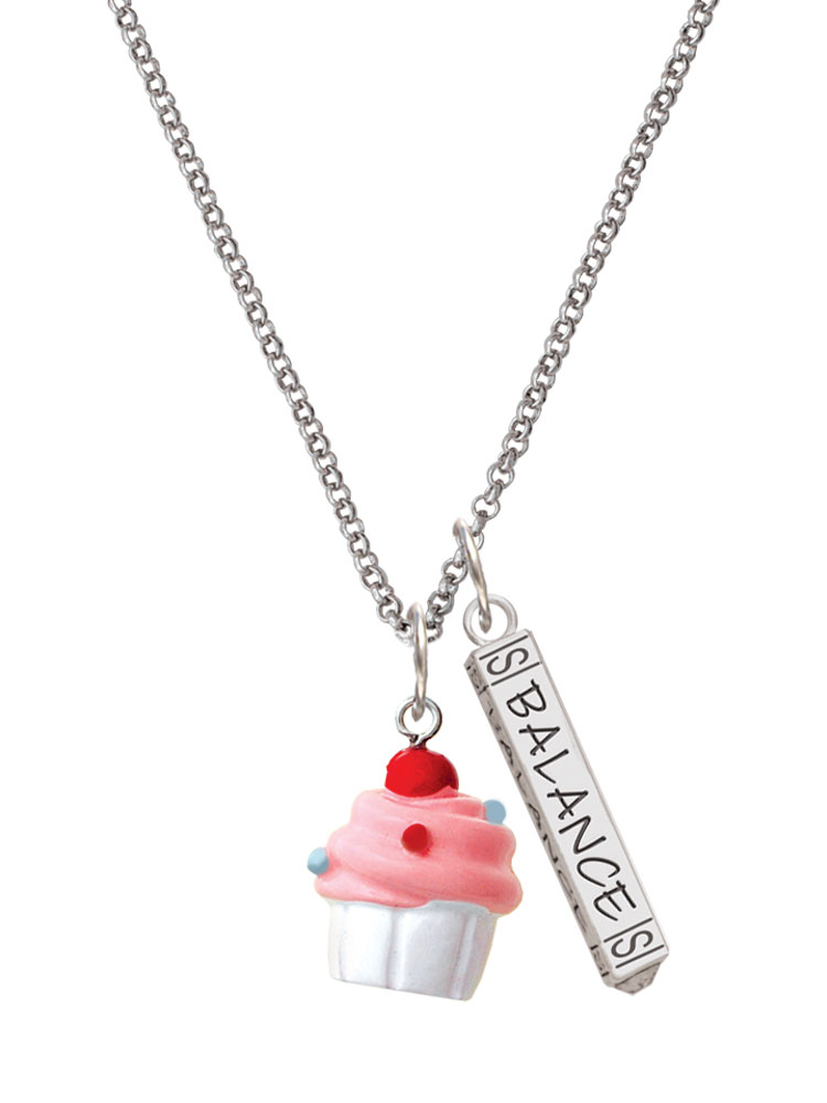 Delight Jewelry Resin White Cupcake with Pink Frosting Silvertone ...