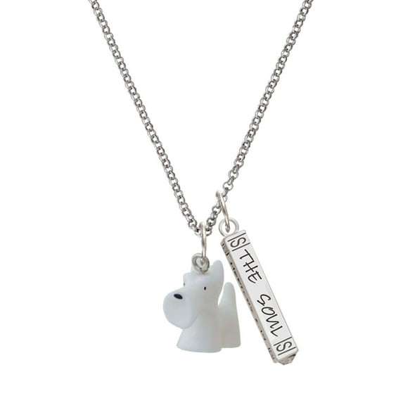 Delight Jewelry Resin White Scottie Dog Silvertone Hope Anchors the Soul Bar Charm Necklace, 23"