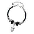 thumbnail image 1 of Delight Jewelry Resin White Snow Owl Grandmother Celtic Knot Leather Bead Bracelet, 7"+2" Extender, 1 of 4