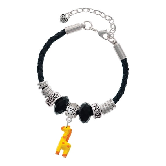 Delight Jewelry Resin Yellow Geronimo the Giraffe Lil Sister Celtic Knot Leather Bead Bracelet, 7"+2" Extender