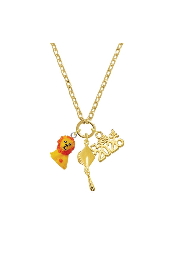 Resin Yellow Lion - Gold-tone Class of 2026 Graduation Zoey Charm Necklace, 28"