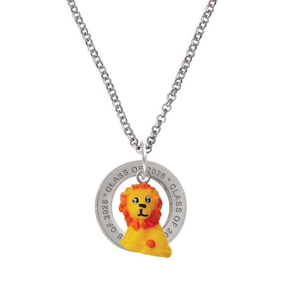 Delight Jewelry Resin Yellow Lion - Silvertone Class of 2026 Affirmation Ring Necklace, 23"