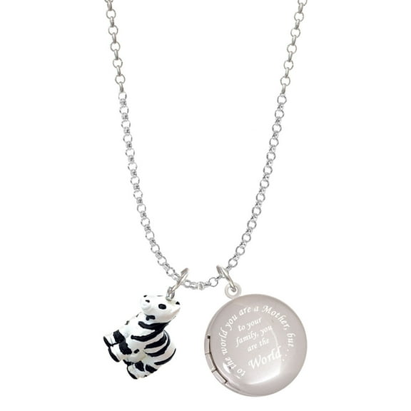 Delight Jewelry Resin Zebra To the World You are a Mother Locket Necklace