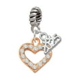 thumbnail image 1 of Delight Jewelry Rose Gold-tone Crystal Open Heart - Silver-tone Rope Charm Bead Dangle with Mini 2025, 1 of 4