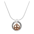 thumbnail image 1 of Delight Jewelry Rose Goldtone Beaded Peace Sign Silvertone Grandmother Ring Charm Necklace, 18", 1 of 4