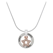 Delight Jewelry Rose Goldtone Clear Crystal Lucky Star Hero Ring Charm Necklace, 18"