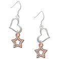 thumbnail image 1 of Delight Jewelry Rose Goldtone Clear Crystal Lucky Star Open Heart French Earrings, 1 of 4