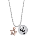 thumbnail image 1 of Delight Jewelry Rose Goldtone Clear Crystal Lucky Star Silvertone Script Initial Disc - Y - Charm Necklace, 20"+3", 1 of 4