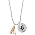 thumbnail image 1 of Delight Jewelry Rose Goldtone Crystal Initial - A - Silvertone Script Initial Disc - G - Charm Necklace, 20"+3", 1 of 4