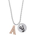 thumbnail image 1 of Delight Jewelry Rose Goldtone Crystal Initial - A - Silvertone Script Initial Disc - Y - Charm Necklace, 20"+3", 1 of 4