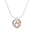 thumbnail image 1 of Delight Jewelry Rose Goldtone Crystal Initial - C - Laugh Ring Charm Necklace, 18", 1 of 4