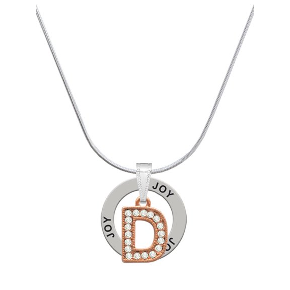 Delight Jewelry Rose Goldtone Crystal Initial - D - Joy Ring Charm Necklace, 18"