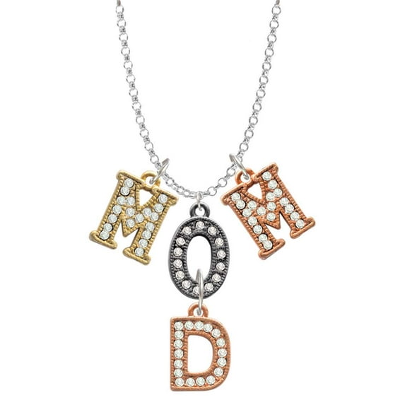 Delight Jewelry Rose Goldtone Crystal Initial - D - Multi-Colored Crystal Mom Charm Necklace